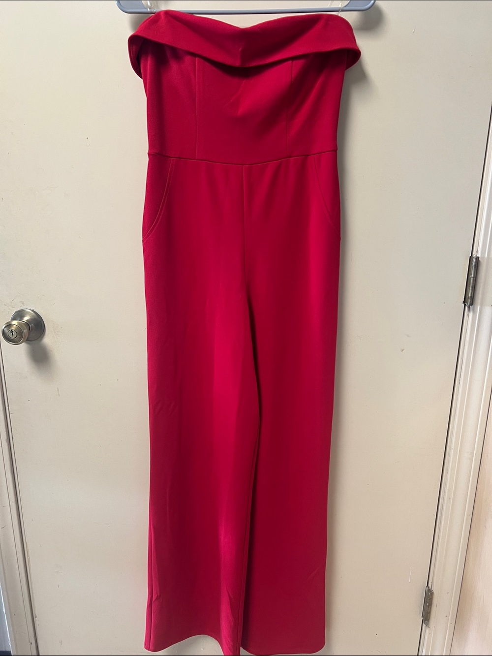 Off-Shoulder Red Jumpsuit